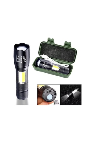 15w 1000lm Mini Zomlu Flaşörlü Ful Metal Suya Karşı Dayanıklı El Feneri Çok Renkli
