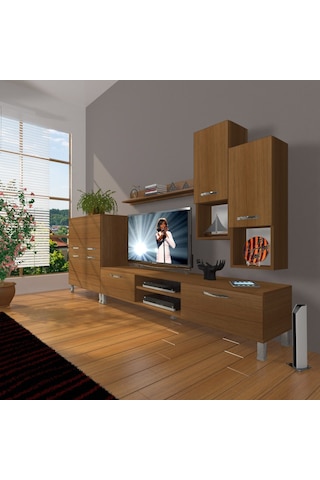 Decoraktiv Eko 6da Slm Dvd Krom Ayaklı Tv Ünitesi Tv Sehpası Ceviz
