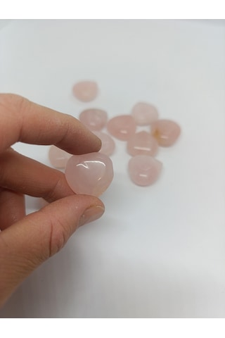 Pembe Kuvars İkili Biblo Set Kalp Şeklinde Ve İşlenmemiş Ham Hali-1001/balık Hediyelik 02