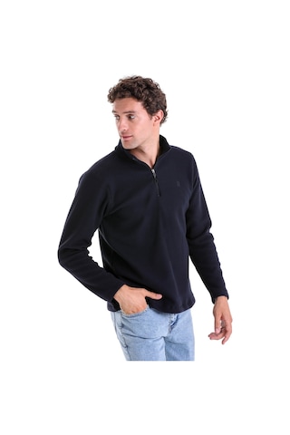 Hatemoğlu Regular Fit Tam Boy Fermuarlı Erkek Polar Sweatshirt Lacivert