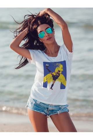 Noıssey Mavi Zlatan Ibrahimoviç Efsane Futbollcu Tasarımı Baskılı T-shirt Pnrmtshrt02742 Beyaz