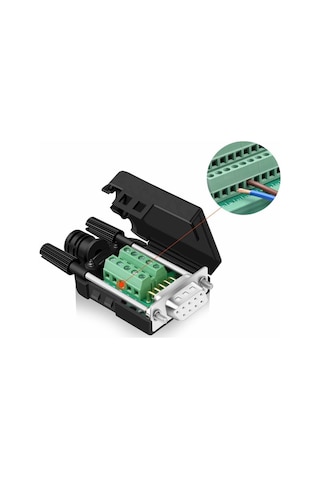 Kutulu Db9 Dişi Konnektör 9 Pin D-sub Seri Port Terminal Adaptör