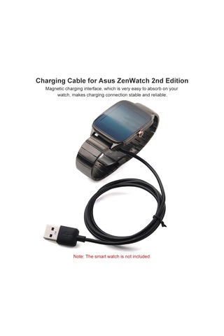 Yunboo Asus Zenwatch 2 Nesli İçin Manyetik Şarj Kablosu, 1 Metre, Veri Transfer Özelliği, Siyah Renk