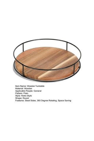 Novahub Çelik Taraflı 9 İnç Ahşap Tembel Susan Pikap 360 Derece Dönen Dolap Kiler Mutfak Tezgahı Buzdolabı Dolap Yemek Masası Organizatör -