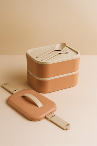 Tier - 2 Katlı Sızdırmaz Kapaklı Lunchbox 1000 Ml Pembe