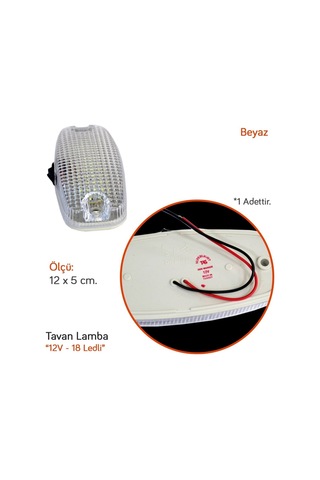 Tas Tavan Lamba 18 Ledli 12V Beyaz 12X5 Cm Tas.042B-12