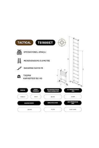 3.8m Taktik Amaçlı Tam Otomatik Teleskopik Merdiven -ts1600et