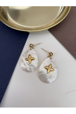 Zirkon Taşlı Yıldız Mineli Çelik Kararmaz Küpe Çifti