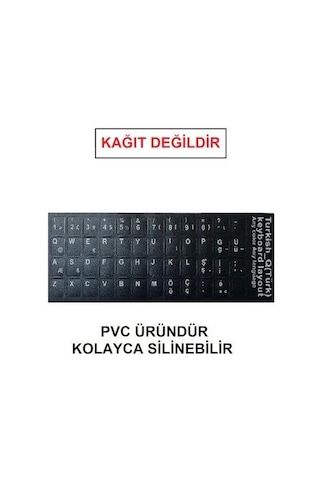 Türkçe Siyah Q - F Klavye Etiketi - Laptop PC Keyboard Sticker