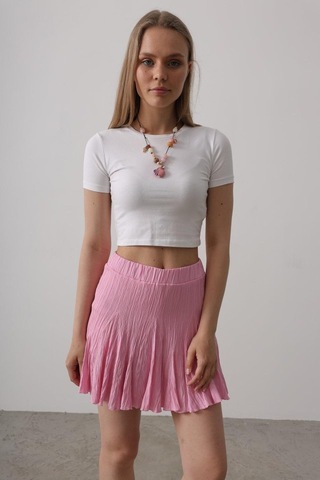 Alyn Wear Beli Lastikli Mini Etek - Pembe