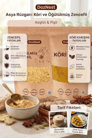 Doznest Asya Rüzgarı: Köri 1 Kg Ve Öğütülmüş Zencefil 1 Kg