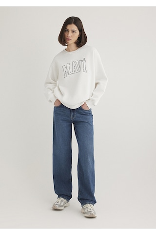 Mavi - Mavi Logo Baskılı Beyaz Sweatshirt 1611192-70057 Beyaz