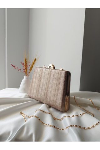 Vivazzaluxe Simli Abiye Düğün Nişan Kadın Clutch Çanta Rose