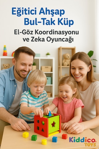 Eğitici Ahşap Bul-tak Küp El-göz Koordinasyonu Ve Zeka Oyuncağı