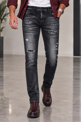 Cedy Denim Cedy Denım Erkek Slim Fit Esnek Likralı Kot Pantolon Vintage Yıkamalı Yırtık Detaylı Dar Paça Jean Ct1210-siyah