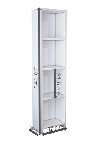 Abete - 4 Raflı Kitaplık/beyaz Çok Renkli