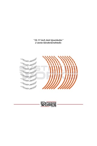 Bajaj Rs200 Jant Sticker Dış Ve İç Set Sticker Jant Şeridi Turuncu 00062700