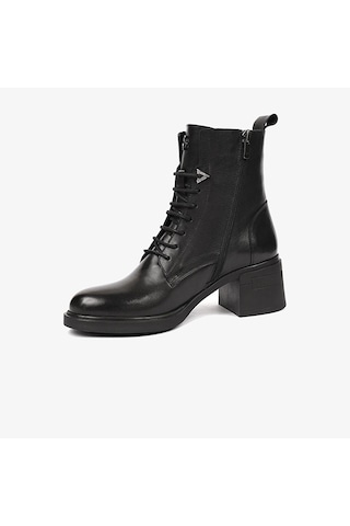 Greyder 59127 Kadın Hakiki Deri Bağcıklı Kenarı Fermuarlı Kalın Topuk Chıc Bot 001