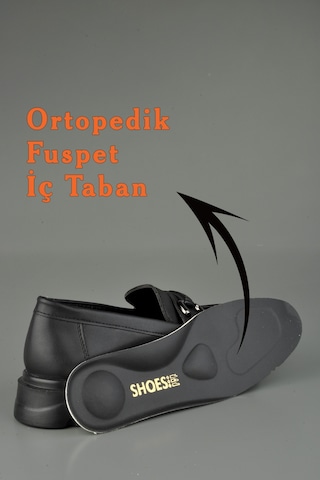 Lovinia Loafer Ortopedik Siyah Kadın Ayakkabısı Siyah - Gümüş