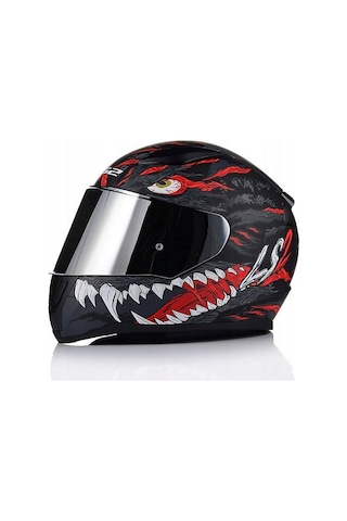 Ls2 Rapıd 2 Kaıju Mat Siyah-kırmızı Fullface Motosiklet Kaskı Gri Camlı Sıyah-Kırmızı