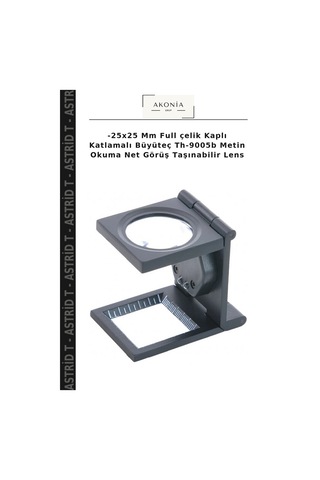 -25x25 Mm Full Çelik Kaplı Katlamalı Büyüteç Th-9005b Metin Okuma Net Görüş Taşınabilir Lens