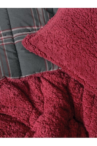 Cozy Home Festive Çift Kişilik Çift Taraflı Peluş Yorgan Noel Kırmızı Kırmızı