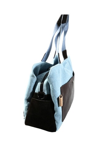 Biem Accessory Biem Açık Mavi-kahve Denim Salaş-retro Taş Trok Döşemeli Çok Gözlü Çanta Çok Renkli