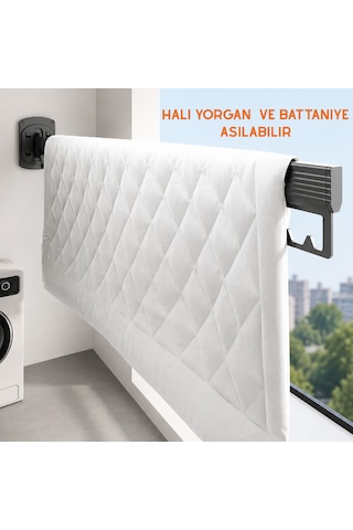 Alüminyum Balkon Çamaşır Askılığı Katlanabilir, Yer Kaplamaz Paslanmaz Çamaşır Kurutmalığı Gri