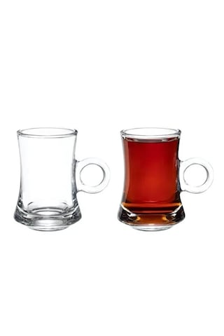 Kuplu Çay Bardağı 4 Lü Beyaz - Şeffaf