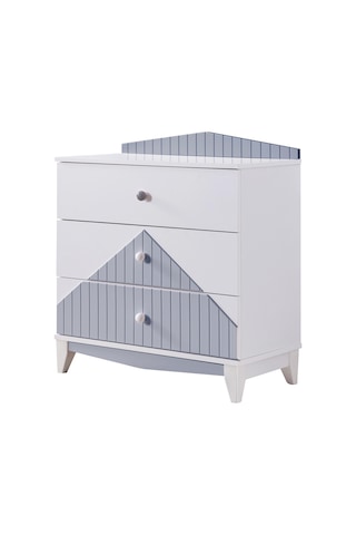 Bello Çocuk Odası Takımı, Bello Yavrulu Karyola, Fethiye 3 Kapaklı Dolap, Şifonyer - Gri Renkli