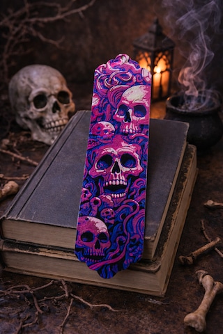 Neon Skull Art Desenli Kitap Ayracı