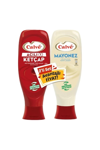 Acılı Ketçap 600 Gr + Calve Yağı Azaltılmış Mayonez 540 Gr 2'li Set