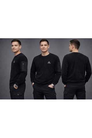 Tad Gear Saf Polar Kışlık Üşütmez Taktik Sweat Kol Detaylı Siyah