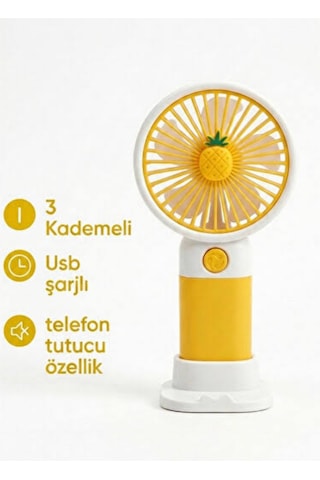 T300 Meyve Temalı Sarı Şarjlı Mini El Fanı