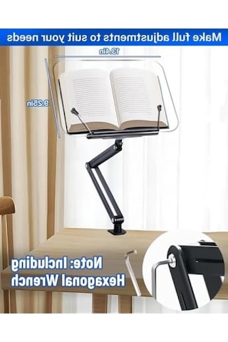 360 Dönebilen Ayarlanabilir Masa Kenarı Kitap Ve Tablet Standı