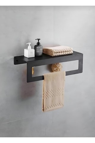 Hvngroup Metal 2 Parçalı Set 30 Cm Havlu Ve Tuvalet Kağıdı Askısı Siyah