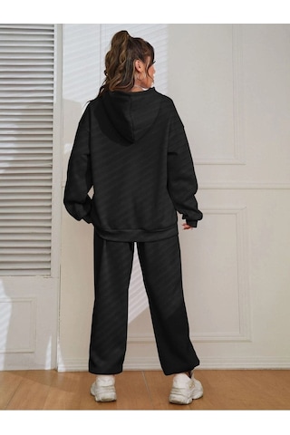 Los Angeles Angels Eşofman Takımı Sweatshirt Jogger - Siyah Baskılı Oversize Şardonlu Kapüşonlu Siyah