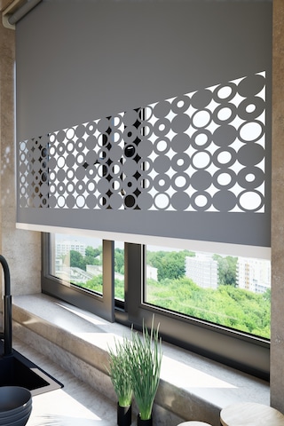 Perdea Lazer Kesim Mat Stor Perde, Lazer Kesimli Klasik Serisi, C-191004 Antrasit Renk