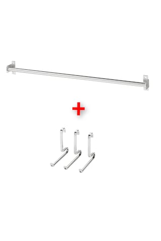 Mutfak Duvar Rayı Uzunluk 56 Cm + 3 Adet Kanca İkea Çelik Askı