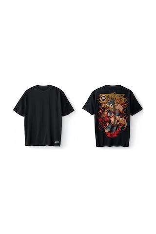 Bumeta Fire Fist Warrior Oversize Unisex Tişört T-shirt Siyah