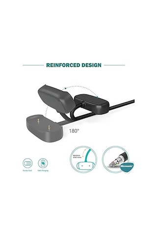 Amazfit T-rex 2 İçin Manyetik Usb Şarj Kablosu Siyah T-rex 2 İle Uyumlu Şarj Kablosu - Siyah