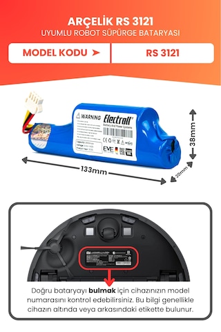 Arçelik Rs 3121 Uyumlu Batarya Yüksek Kapasite 2800mah