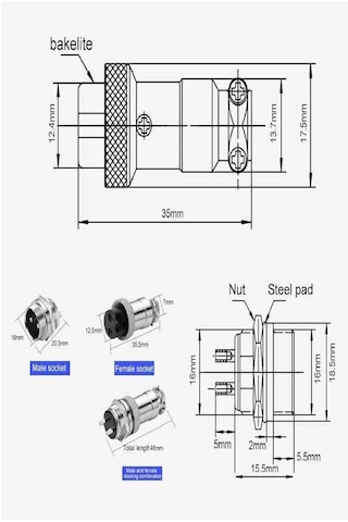 4pin Konnektör Mayk Fiş Mike Fiş Şase 5 Adet