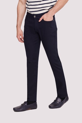 Erkek Lacivert Slim Fit Üst Cep Kanvas Pantolon Lacivert