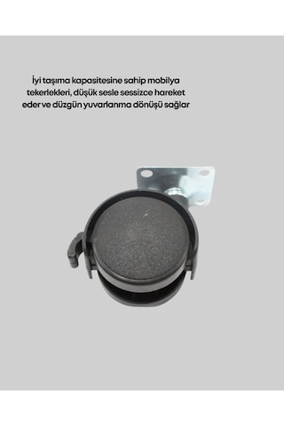 Northcity 4 Cm Kilitli Evrensel Tekerlek Ayak - Sessiz Ve Güvenli Mobilya Çözümü Siyah