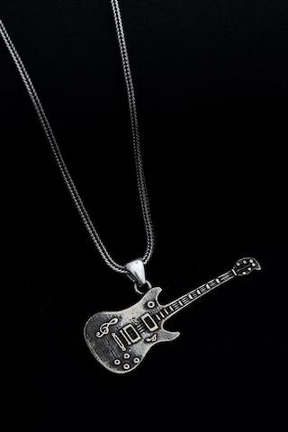 Erkek Gümüş Kolye - Gitar Erkek Gümüş Kolye Zincir