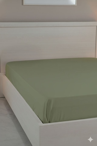 %100 Pamuk Ranforce Premium Çift Kişilik Lastikli Çarşaf - Yeşil Yeşil