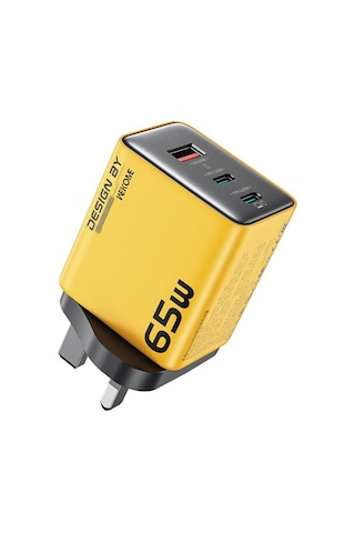 Wk Wp-u45 Keylour 65w Tip-cx2, Usb Gan Şarj Cihazı, Fiş: İngiltere Fiş Sarı Sarı