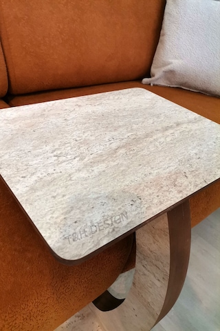 C Sehpa Dikdörtgen, Tekerlekli Yan Sehpa, %100 Mdf Yan Sehpa Traverten