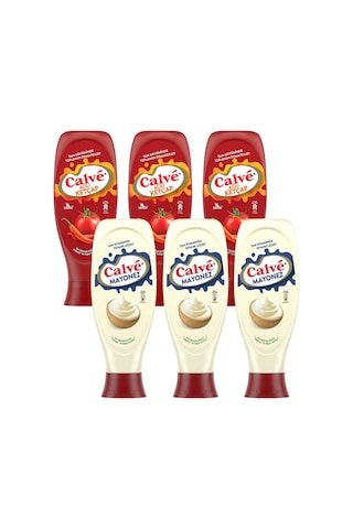 Calve Ketçap Acılı 610 Gr & Mayonez 540 Gr 6 Li Karma Paket